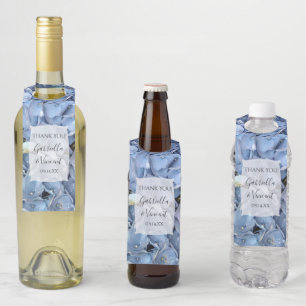 Étiquettes Pour Bouteilles Blue Hydrangea Flowers Mariage