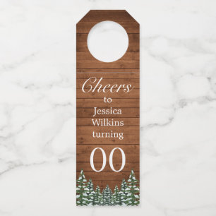 Étiquettes Pour Bouteilles Bois neigeux et forêt Pin de campagne Anniversaire