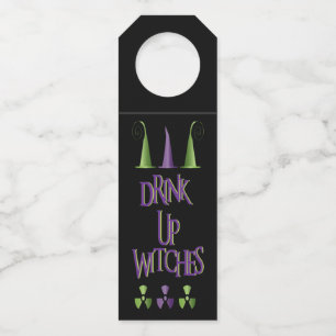 Étiquettes Pour Bouteilles Boisson drôle d'Halloween, sorcières haut violet v