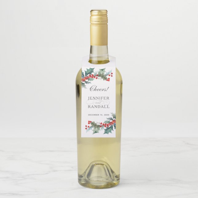 Étiquettes Pour Bouteilles Botanique aquarelle de verdure des Fêtes (Sur bouteille)