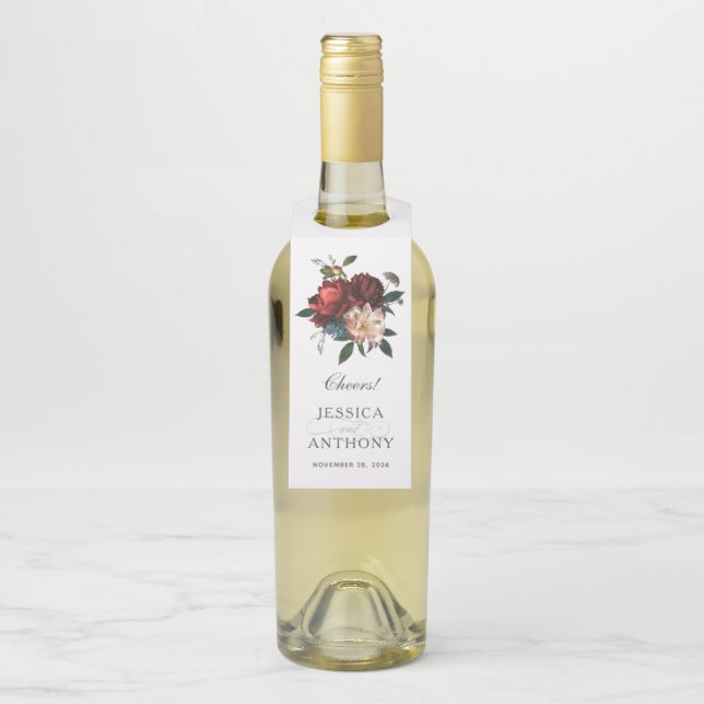 Étiquettes Pour Bouteilles Bouquet de Fleurs de Luxe pour Mariage Félicitatio (Sur bouteille)