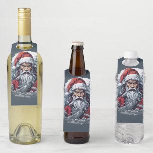 Étiquettes Pour Bouteilles Cadeau artistique Noël Guerrier Samouraï Père Noël