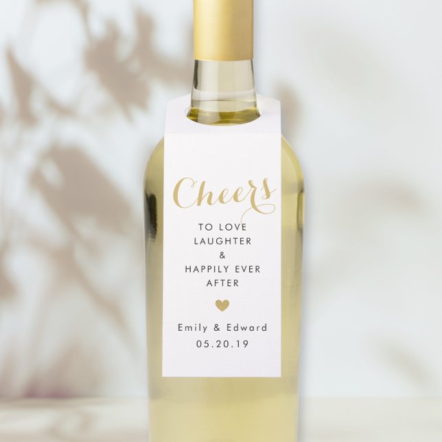 Étiquettes Pour Bouteilles Cadeau de mariage Cœur d'or moderne  (Créateur téléchargé)