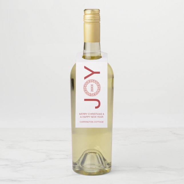 Étiquettes Pour Bouteilles Cadeau de Noël d'entreprise minimal moderne. (Sur bouteille)