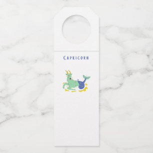 Étiquettes Pour Bouteilles Capricorne blanc, zodiaque, impression d'étoiles