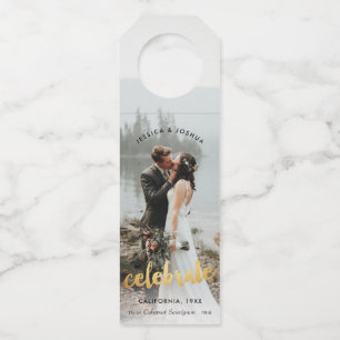 Étiquettes Pour Bouteilles Célébrer le Mariage photo Gold