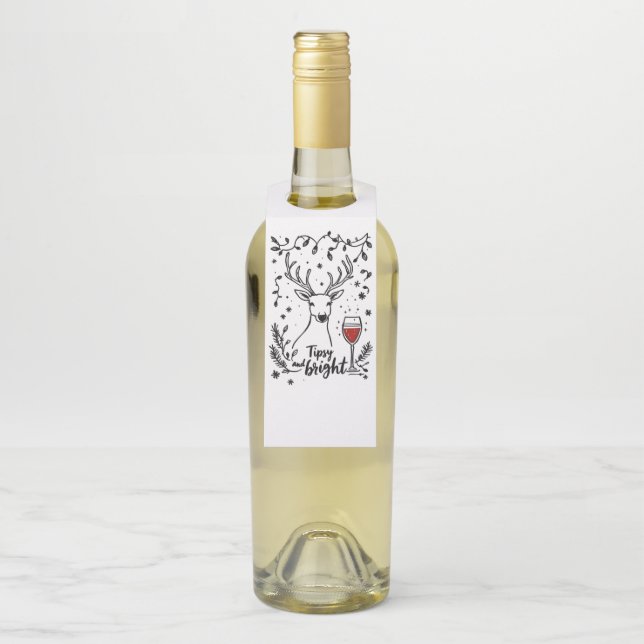 Étiquettes Pour Bouteilles Cerf ivre et brillant  (Sur bouteille)