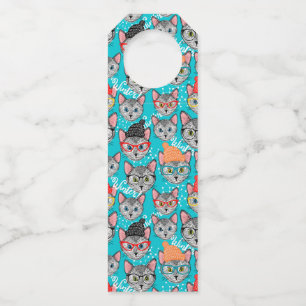 Étiquettes Pour Bouteilles Chat dans le casquette