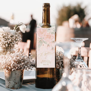 Étiquettes Pour Bouteilles Cheers de Mariage Rose doux ID828