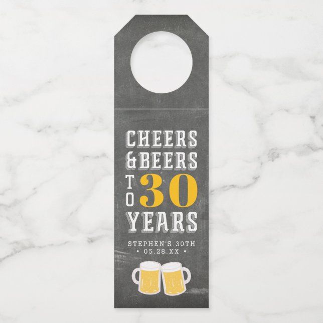 Étiquettes Pour Bouteilles Cheers et bières personnalisés Jalon Anniversaire (Devant)