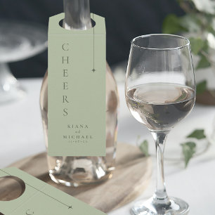 Étiquettes Pour Bouteilles Chic Mariage minimal Cheers Sage Green ID1046