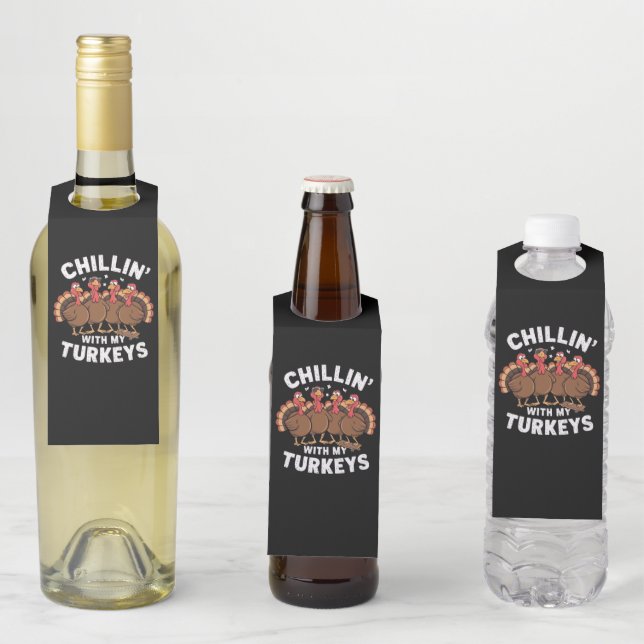 Étiquettes Pour Bouteilles Chillin avec mes clés Thanksgiving cadeau famille (En situation)