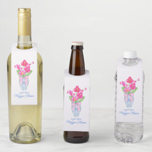 Étiquettes Pour Bouteilles Chinoiserie Aquarelle Ginger Jar Orchidées