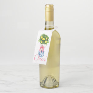 Étiquettes Pour Bouteilles Chinoiserie Bow rose Lemon Topiaré