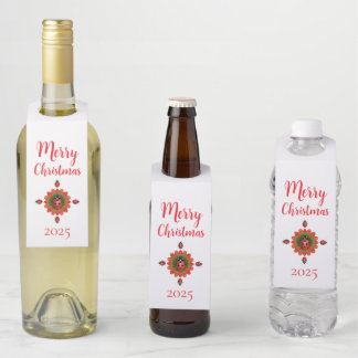 Étiquettes Pour Bouteilles Christmas Red Ladybug