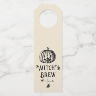 Étiquettes Pour Bouteilles Citrouille Vintage de la bouteille de la sorcière 