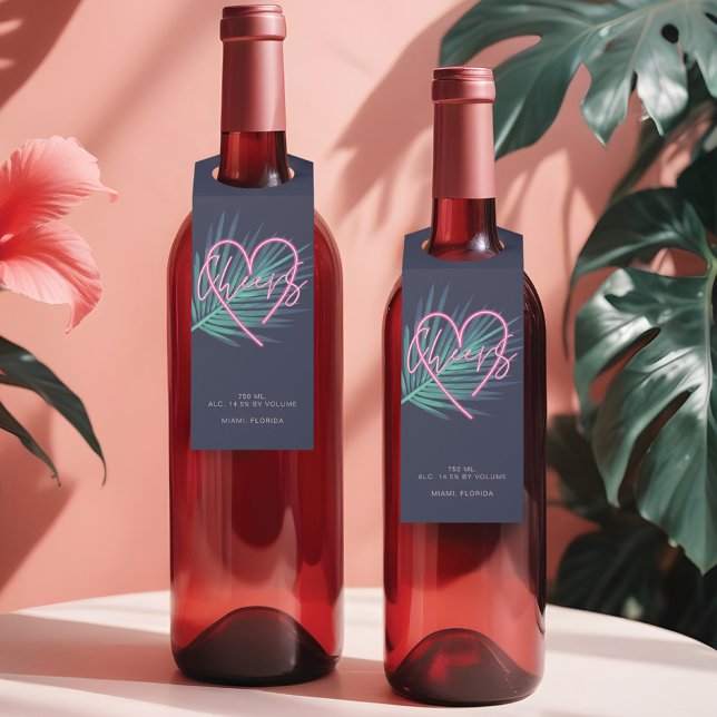 Étiquettes Pour Bouteilles Cocktail électrique Love Neon Pink Tropical Retro (Electric Love Neon Pink Tropical Retro Cocktail Bottle Hanger Tag)