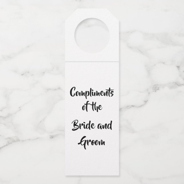 Étiquettes Pour Bouteilles Compliments de la mariée et de la chambre (Devant)