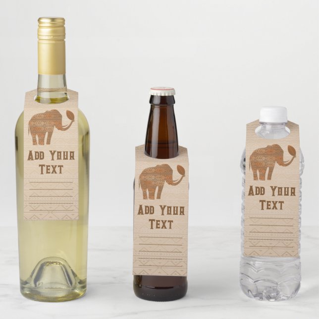 Étiquettes Pour Bouteilles Conception d'art tribal d'éléphant (En situation)