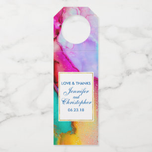 Étiquettes Pour Bouteilles Conception de mariage à l'aquarelle en marbre abst