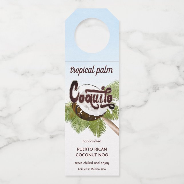 Étiquettes Pour Bouteilles Coquito Coconut Fruit tropical (Devant)