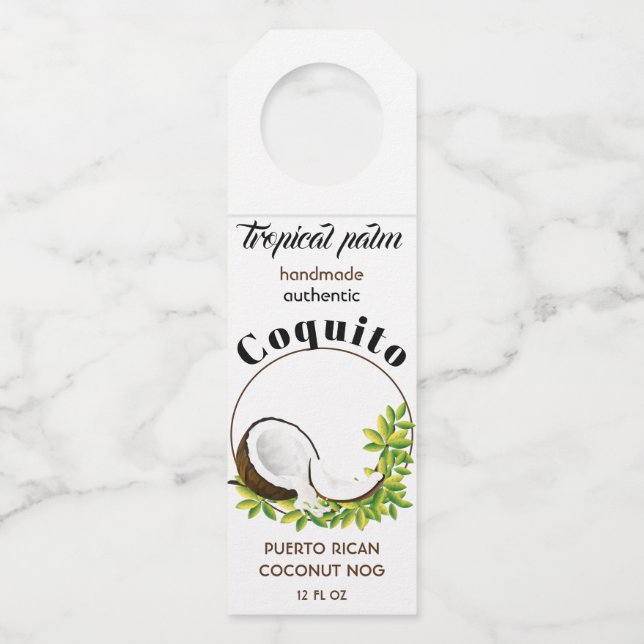Étiquettes Pour Bouteilles Coquito Coconut Fruit tropical (Devant)