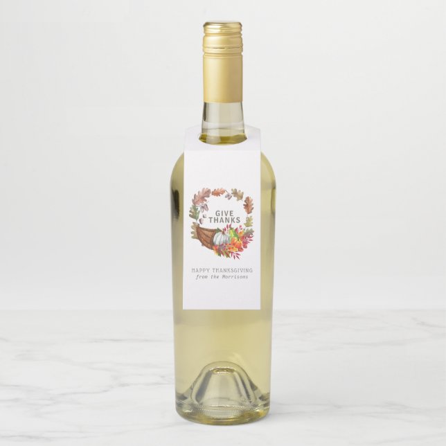 Étiquettes Pour Bouteilles Cornucopia Fête Botanique de Thanksgiving d'automn (Sur bouteille)