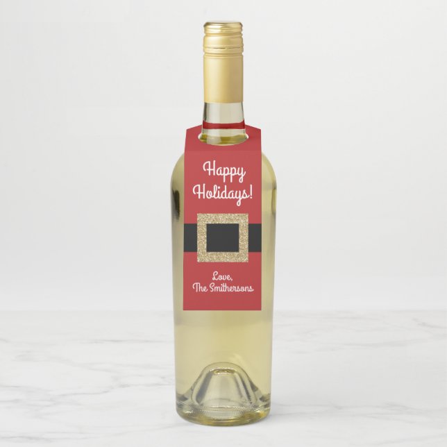Étiquettes Pour Bouteilles Costume de Père Noël de Noël Moderne Personnalisé (Sur bouteille)
