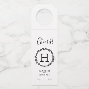 Étiquettes Pour Bouteilles Couronne botanique rustique Monogramme de mariage
