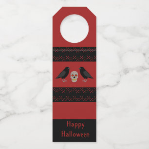 Étiquettes Pour Bouteilles Crâne gothique et corbeaux gardiens Halloween pers