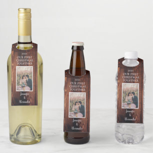 Étiquettes Pour Bouteilles Créez votre propre photo du premier Noël ensemble
