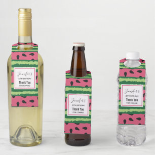 Étiquettes Pour Bouteilles Cute Watermelon Motif rose et vert Anniversaire