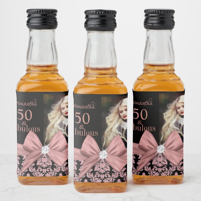 Étiquettes Pour Bouteilles De Liqueur 50 et fabuleuse fête d'anniversaire monogramme nom (Bouteilles)