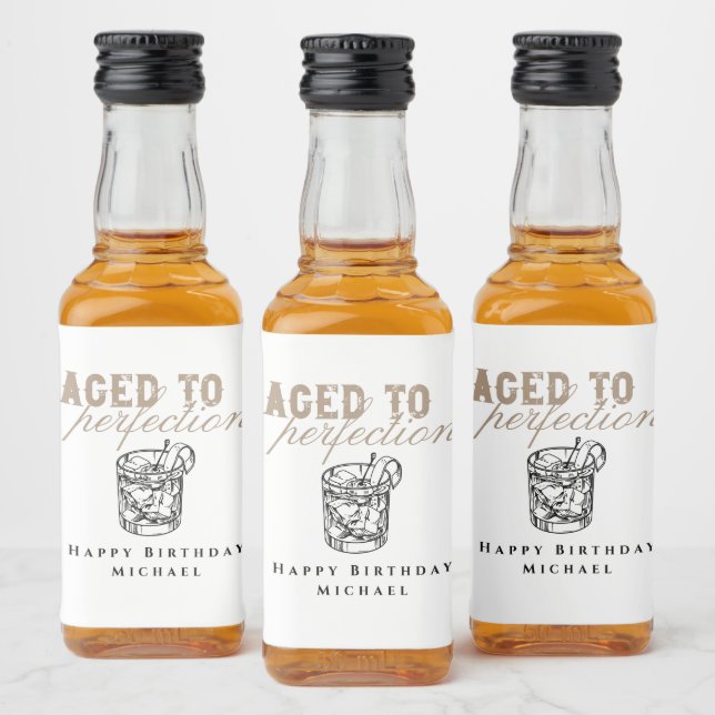 Étiquettes Pour Bouteilles De Liqueur Aged to Perfection White Whiskey Birthday Party (Bouteilles)