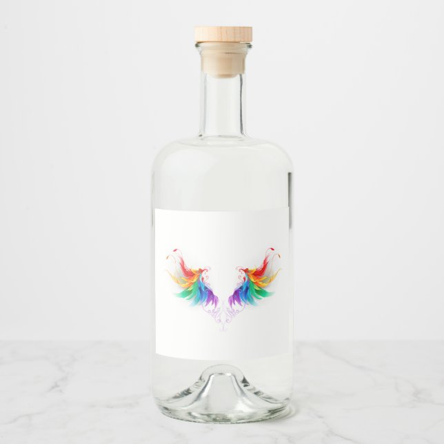 Étiquettes Pour Bouteilles De Liqueur Ailes fluffy arc-en-ciel (Devant)