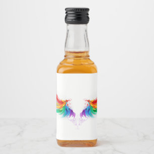 Étiquettes Pour Bouteilles De Liqueur Ailes fluffy arc-en-ciel
