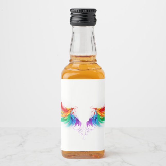 Étiquettes Pour Bouteilles De Liqueur Ailes fluffy arc-en-ciel (Devant)