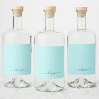 Aqua Blue Turquoise Moderne Script Girl Monogramme