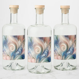 Étiquettes Pour Bouteilles De Liqueur Aquarelle Imaginaire Floral Pastel Bleu & Crème