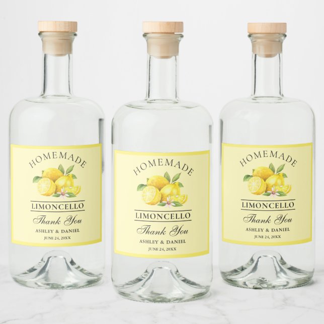 Étiquettes Pour Bouteilles De Liqueur Aquarelle Lemons Merci Limoncello Jaune (Bouteilles)