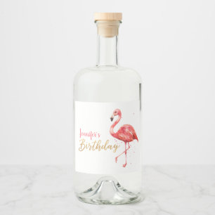 Étiquettes Pour Bouteilles De Liqueur Aquarelle rose Flamant rose Parties scintillant or