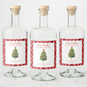 Étiquettes Pour Bouteilles De Liqueur Arbre de pin de Noël simple et élégant