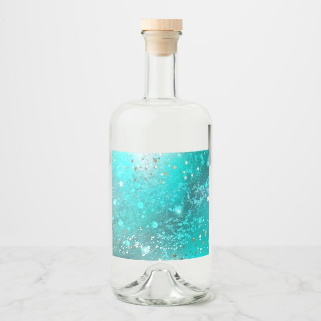 Étiquettes Pour Bouteilles De Liqueur Arrière - plan à huile Turquoise de la menthe (Devant)