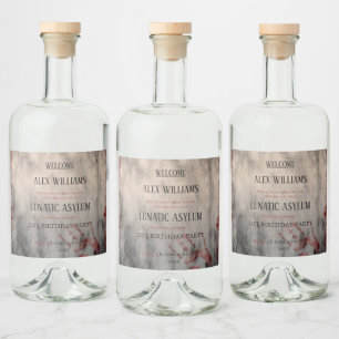 Étiquettes Pour Bouteilles De Liqueur Asile lunatique Halloween Anniversaire