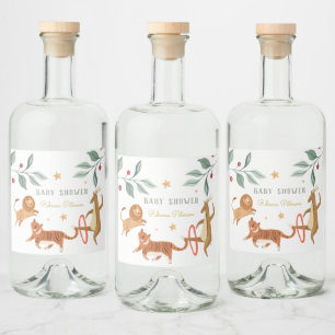 Étiquettes Pour Bouteilles De Liqueur Baby shower animal aquarelle