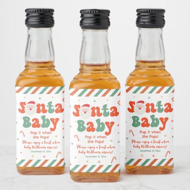Étiquettes Pour Bouteilles De Liqueur Baby shower bébé Noël Père Noël (Bouteilles)