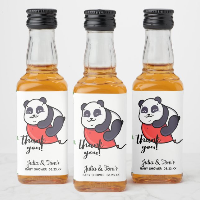 Étiquettes Pour Bouteilles De Liqueur Baby shower de Merci de Panda (Bouteilles)
