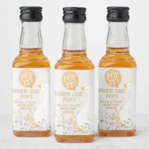 Étiquettes Pour Bouteilles De Liqueur Baby Shower Fleur de Goose Canard Aquarelle