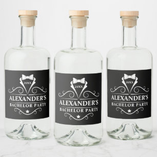 Étiquettes Pour Bouteilles De Liqueur Bachelor Party Tuxedo Cravate noir