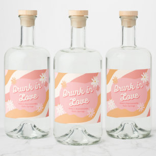 Étiquettes Pour Bouteilles De Liqueur Bachelorette fêté dans l'amour Retro rose